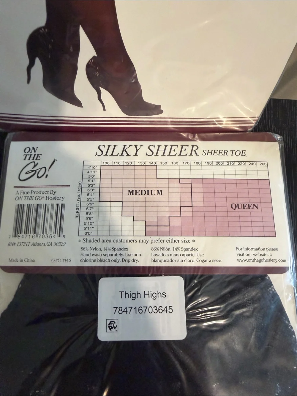 2 Pack On The Go Silky Sheer Lace Top Thigh High Stockings Medium Black